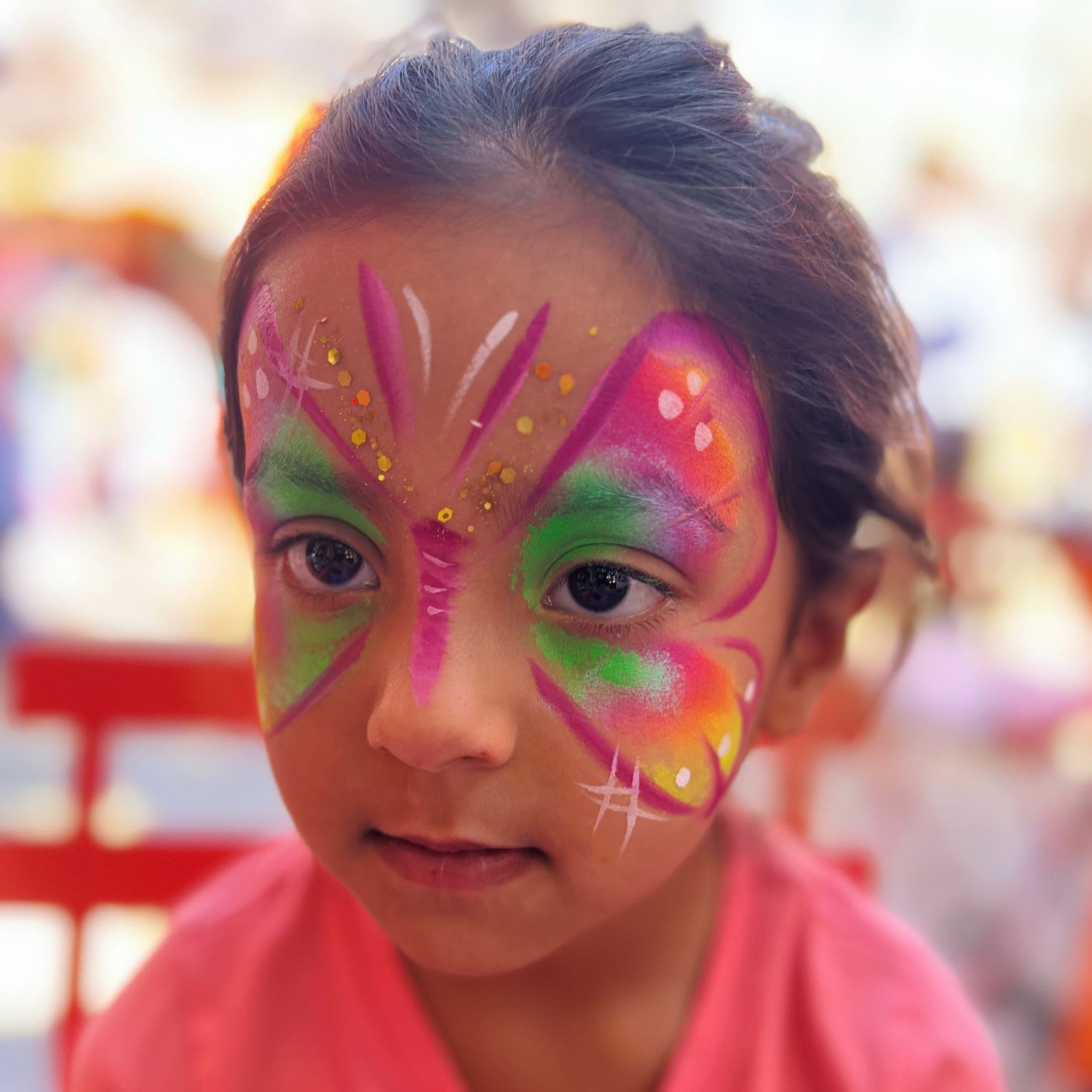 Neon Petal Face Painting